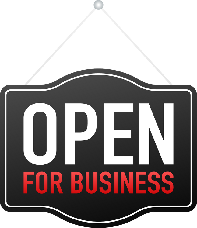 Open for business sign. Flat design for business